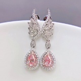 14k Gold 1.23 Ctw Natural Pink Diamond & Diamond Earrings