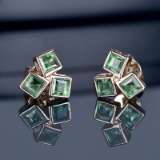 14k Gold 0.91 Ct Natural Emerald Earrings