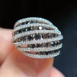 14k Gold 3.05 Ctw Natural Black Diamond & Diamond Ring