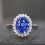 14k Gold 2.86 Ctw Natural Sapphire & Diamond Ring