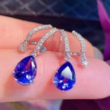 14k Gold 2.20 Ct Natural Sapphire & Diamond Earrings