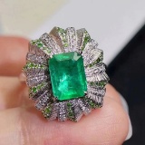 14k Gold 2.41 Ctw Natural Emerald & Diamond Ring