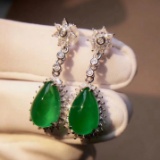 14k Gold 7.90 Ct Natural Emerald Earrings