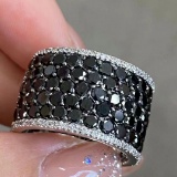 14k Gold 4.20 Ct Natural Black Diamond & Diamond Ring