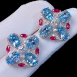 14k Gold 10.60 Ct Natural Aquamarine Earrings
