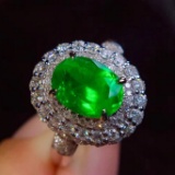 14k Gold 2.20 Ct Natural Emerald & Diamond Ring