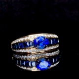 14k Gold 1.16 Ctw Natural Sapphire & Diamond Ring