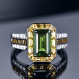 14k Gold 2.50 Ctw Natural Tourmaline & Diamond Ring