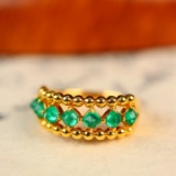 14k Gold 0.80 Ct Natural Emerald Ring