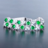 14k Gold 7.85 Ctw Natural Emerald & Diamond Bracelet