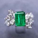 14k Gold 2.26 Ctw Natural Emerald & Diamond Ring