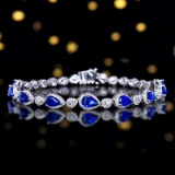14k Gold 4.81 Ctw Natural Sapphire & Diamond Bracelet
