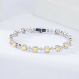 14k Gold 5.23 Ctw Natural Yellow Diamond & Diamond Bracelet
