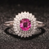 14k Gold 1.08 Ctw Natural Sapphire & Diamond & Cocktail Ring