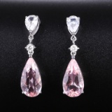 14k Gold 4.83 Ctw Natural Morganite & Diamond Earrings