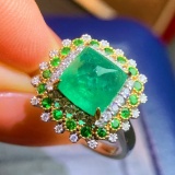 14k Gold 3.31 Ctw Natural Emerald & Diamond Ring