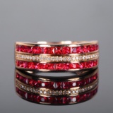 14k Gold 1.18 Ctw Natural Ruby & Diamond Ring