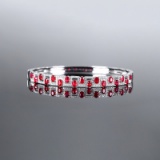14k Gold 3.06 Ctw Natural Ruby & Diamond Bangle