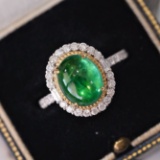 14k Gold 2.69 Ctw Natural Emerald & Diamond Ring