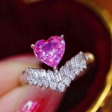 14k Gold 1.94 Ctw Natural Padparadscha Sapphire & Diamond Ring