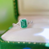 14k Gold 1.20 Ctw Natural Emerald & Diamond Ring