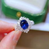14k Gold 2.88 Ctw Natural Sapphire & Diamond & Cocktail Ring