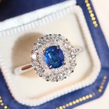 14k Gold 1.78 Ctw Natural Sapphire & Diamond & Cocktail Ring