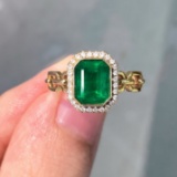 14k Gold 0.24 Ctw Natural Emerald & Diamond Ring