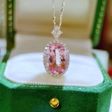 14k Gold 7.53 Ctw Natural Morganite & Diamond Pendant