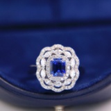 14k Gold 2.28 Ctw Vivid Blue Natural Sapphire & Diamond Ring/pendant