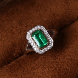 14k Gold 1.29 Ctw Natural Emerald & Diamond Ring