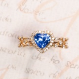 14k Gold 3.06 Ctw Natural Sapphire & Diamond Ring