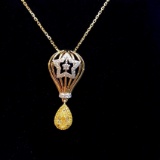 14k Gold 0.38 Ctw Natural Yellow Diamond & Diamond Necklace