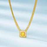 14k Gold 0.40 Ctw Natural Yellow Diamond & Diamond Necklace
