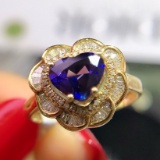 14k Gold 1.60 Ctw Natural Sapphire & Diamond Ring