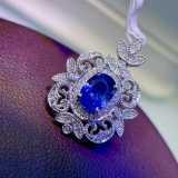 14k Gold 1.91 Ctw Natural Sapphire & Diamond Pendant
