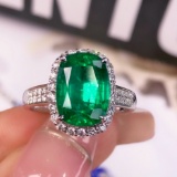 14k Gold 4.29 Ctw Natural Emerald & Diamond Ring
