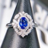 14k Gold 1.19 Ctw Natural Sapphire & Diamond Ring