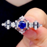 14k Gold 1.36 Ctw Natural Sapphire & Diamond Brooch
