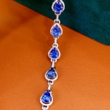14k Gold 6.10 Ct Natural Sapphire & Diamond Bracelet