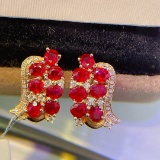 14k Gold 1.38 Ct Natural Ruby & Diamond Earrings