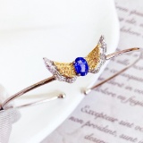 14k Gold 1.00 Ct Natural Sapphire & Diamond Bangle