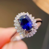 14k Gold 3.82 Ctw Natural Sapphire & Diamond Ring