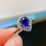 14k Gold 1.38 Ct Natural Sapphire & Diamond & Cocktail Ring