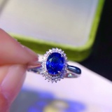 14k Gold 1.30 Ct Natural Sapphire & Diamond & Cocktail Ring