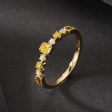 14k Gold 0.25 Ctw Natural Yellow Diamond & Diamond & Eternity Band Ring