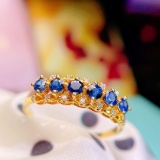 14k Gold 1.30 Ct Natural Sapphire & Diamond Ring
