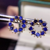 14k Gold 1.50 Ct Natural Sapphire & Diamond Earrings