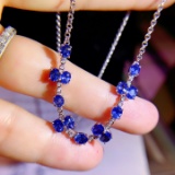 14k Gold 4.60 Ct Natural Sapphire & Diamond Necklace