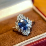 14k Gold 2.95 Ctw Natural Sapphire & Diamond Ring
